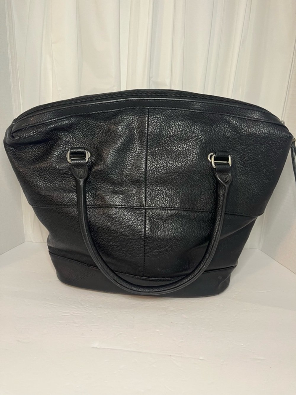 Tignanello Black Leather Studded Shoulder Tote - Picture 2 of 8